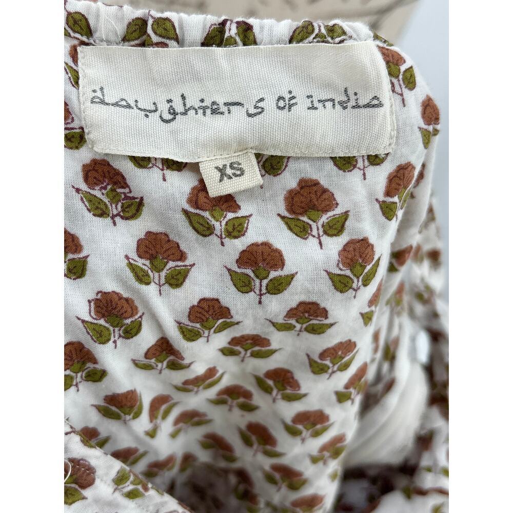B51 Daughters of India Manjari Maxi Dress Floral XS Ruffle Boho Cottage Flowy - Picture 11 of 11